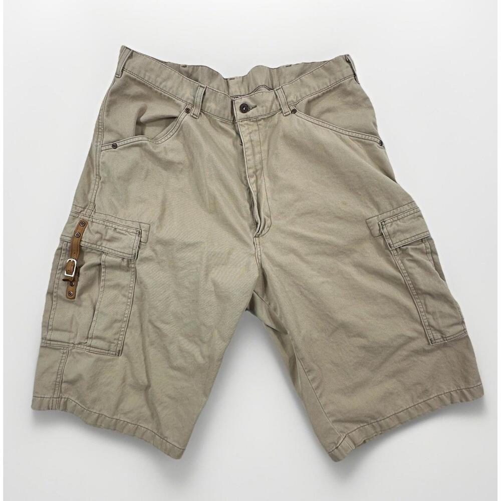 VINTAGE Ralph Lauren Polo Shorts Men 36 Brown Cargo Freighter Leather Buckle 90s